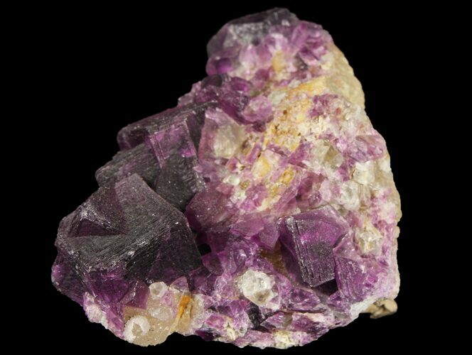 Dark Purple Cubic Fluorite on Quartz - China #94305